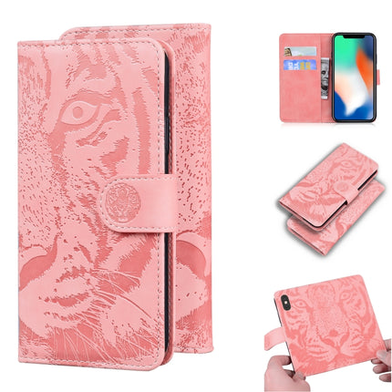 For iPhone XS Max Tiger Embossing Pattern Horizontal Flip Leather Case with Holder & Card Slots & Wallet(Pink)-garmade.com