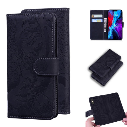 For iPhone 12 mini Tiger Embossing Pattern Horizontal Flip Leather Case with Holder & Card Slots & Wallet(Black)-garmade.com
