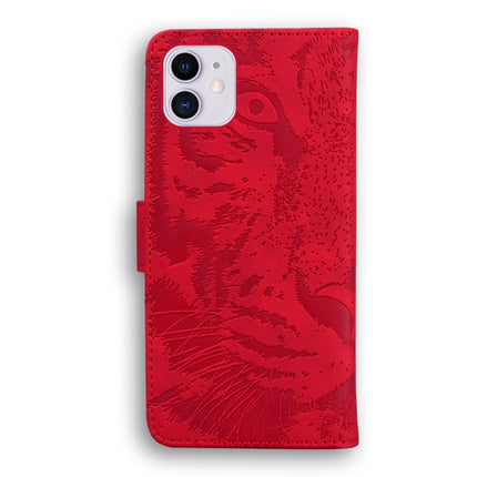 For iPhone 12 mini Tiger Embossing Pattern Horizontal Flip Leather Case with Holder & Card Slots & Wallet(Red)-garmade.com