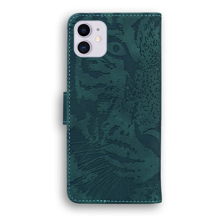 For iPhone 12 mini Tiger Embossing Pattern Horizontal Flip Leather Case with Holder & Card Slots & Wallet(Green)-garmade.com