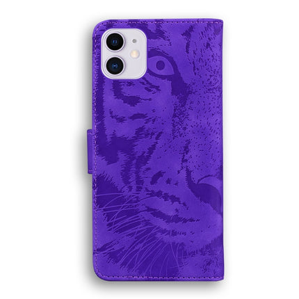 For iPhone 12 mini Tiger Embossing Pattern Horizontal Flip Leather Case with Holder & Card Slots & Wallet(Purple)-garmade.com