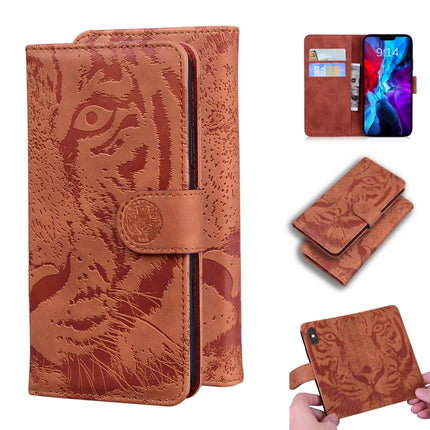 For iPhone 12 mini Tiger Embossing Pattern Horizontal Flip Leather Case with Holder & Card Slots & Wallet(Brown)-garmade.com
