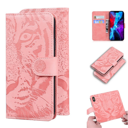 For iPhone 12 mini Tiger Embossing Pattern Horizontal Flip Leather Case with Holder & Card Slots & Wallet(Pink)-garmade.com