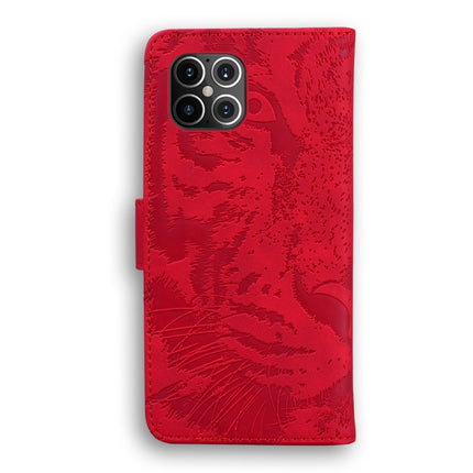 For iPhone 12 Pro Max Tiger Embossing Pattern Horizontal Flip Leather Case with Holder & Card Slots & Wallet(Red)-garmade.com