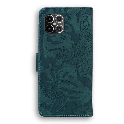 For iPhone 12 Pro Max Tiger Embossing Pattern Horizontal Flip Leather Case with Holder & Card Slots & Wallet(Green)-garmade.com