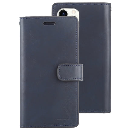 For iPhone 12 / 12 Pro GOOSPERY MANSOOR Crazy Horse Texture Horizontal Flip Leather Case with Holder & Card Slots & Wallet(Navy Blue)-garmade.com