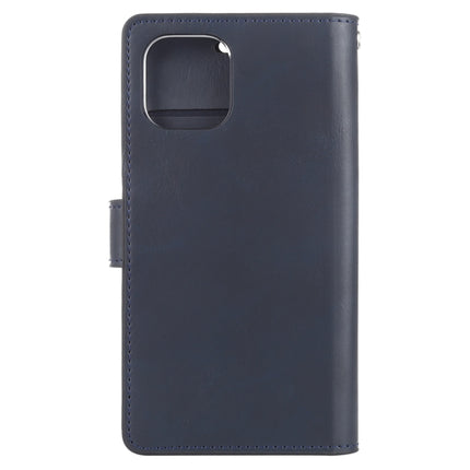 For iPhone 12 / 12 Pro GOOSPERY MANSOOR Crazy Horse Texture Horizontal Flip Leather Case with Holder & Card Slots & Wallet(Navy Blue)-garmade.com