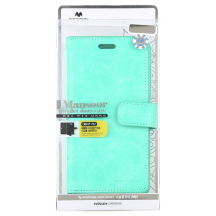 For iPhone 12 / 12 Pro GOOSPERY MANSOOR Crazy Horse Texture Horizontal Flip Leather Case with Holder & Card Slots & Wallet(Mint Green)-garmade.com