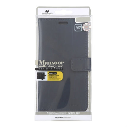 For iPhone 12 Pro Max GOOSPERY MANSOOR Crazy Horse Texture Horizontal Flip Leather Case with Holder & Card Slots & Wallet(Navy Blue)-garmade.com