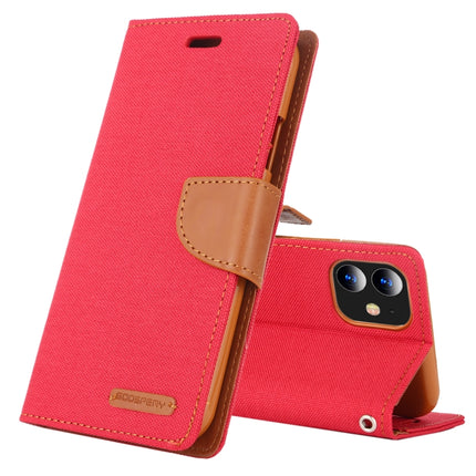 For iPhone 12 mini GOOSPERY CANVAS DIARY Cross Texture Horizontal Flip Leather Case with Card Slots & Wallet & Holder(Red)-garmade.com
