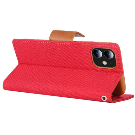 For iPhone 12 mini GOOSPERY CANVAS DIARY Cross Texture Horizontal Flip Leather Case with Card Slots & Wallet & Holder(Red)-garmade.com