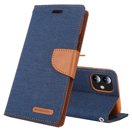 For iPhone 12 mini GOOSPERY CANVAS DIARY Cross Texture Horizontal Flip Leather Case with Card Slots & Wallet & Holder(Navy Blue)-garmade.com