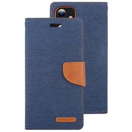 For iPhone 12 mini GOOSPERY CANVAS DIARY Cross Texture Horizontal Flip Leather Case with Card Slots & Wallet & Holder(Navy Blue)-garmade.com