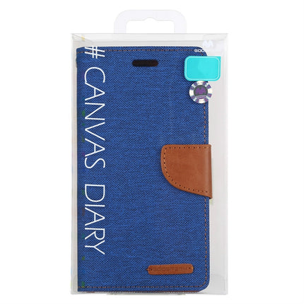 For iPhone 12 mini GOOSPERY CANVAS DIARY Cross Texture Horizontal Flip Leather Case with Card Slots & Wallet & Holder(Blue)-garmade.com