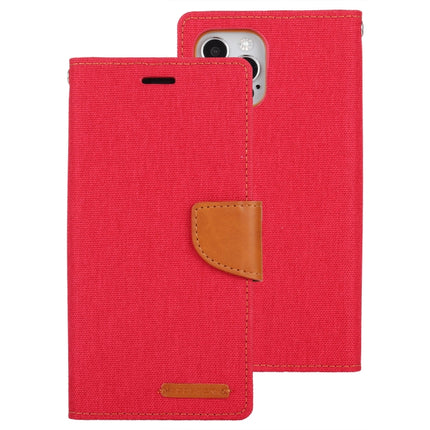 For iPhone 12 / 12 Pro GOOSPERY CANVAS DIARY Cross Texture Horizontal Flip Leather Case with Card Slots & Wallet & Holder(Red)-garmade.com