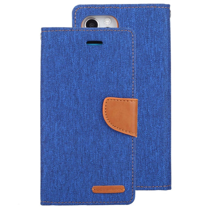 For iPhone 12 / 12 Pro GOOSPERY CANVAS DIARY Cross Texture Horizontal Flip Leather Case with Card Slots & Wallet & Holder(Blue)-garmade.com