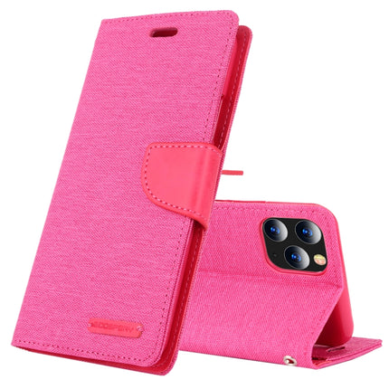 For iPhone 12 Pro Max GOOSPERY CANVAS DIARY Cross Texture Horizontal Flip Leather Case with Card Slots & Wallet & Holder(Rose Red)-garmade.com