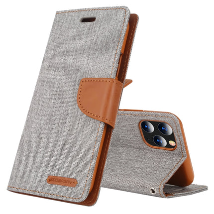 For iPhone 12 Pro Max GOOSPERY CANVAS DIARY Cross Texture Horizontal Flip Leather Case with Card Slots & Wallet & Holder(Grey)-garmade.com