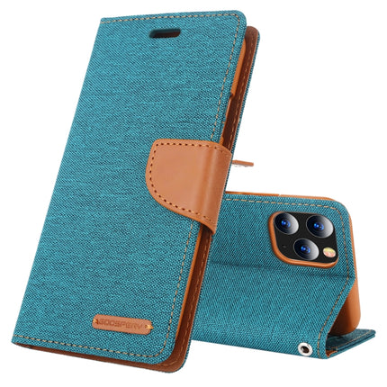 For iPhone 12 Pro Max GOOSPERY CANVAS DIARY Cross Texture Horizontal Flip Leather Case with Card Slots & Wallet & Holder(Green)-garmade.com