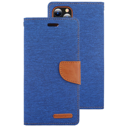 For iPhone 12 Pro Max GOOSPERY CANVAS DIARY Cross Texture Horizontal Flip Leather Case with Card Slots & Wallet & Holder(Blue)-garmade.com