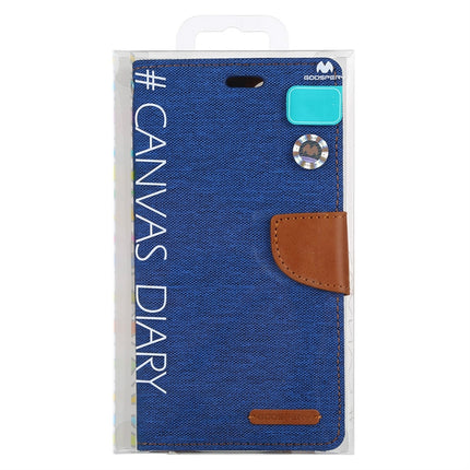 For iPhone 12 Pro Max GOOSPERY CANVAS DIARY Cross Texture Horizontal Flip Leather Case with Card Slots & Wallet & Holder(Blue)-garmade.com