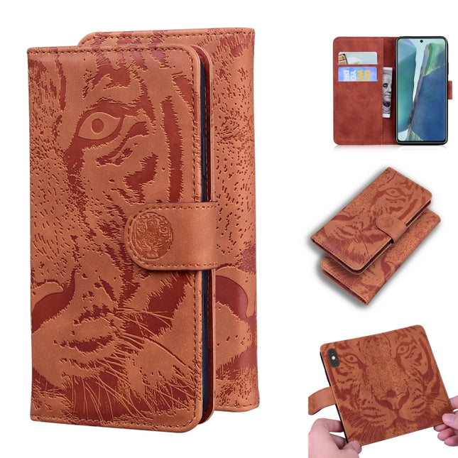 For Samsung Galaxy Note 20 Tiger Embossing Pattern Horizontal Flip Leather Case with Holder & Card Slots & Wallet(Brown)-garmade.com
