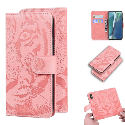 For Samsung Galaxy Note 20 Tiger Embossing Pattern Horizontal Flip Leather Case with Holder & Card Slots & Wallet(Pink)-garmade.com