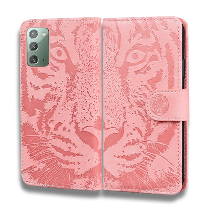 For Samsung Galaxy Note 20 Tiger Embossing Pattern Horizontal Flip Leather Case with Holder & Card Slots & Wallet(Pink)-garmade.com