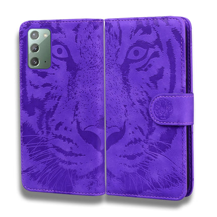 For Samsung Galaxy Note 20 Tiger Embossing Pattern Horizontal Flip Leather Case with Holder & Card Slots & Wallet(Purple)-garmade.com