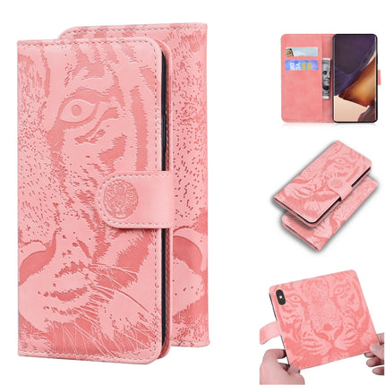 For Samsung Galaxy Note 20 Ultra Tiger Embossing Pattern Horizontal Flip Leather Case with Holder & Card Slots & Wallet(Pink)-garmade.com