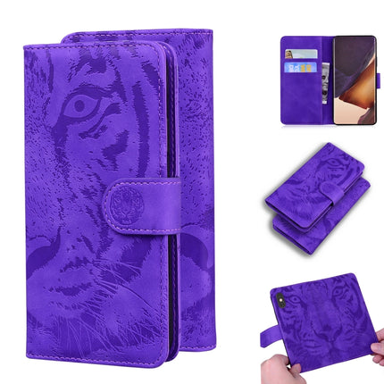For Samsung Galaxy Note 20 Ultra Tiger Embossing Pattern Horizontal Flip Leather Case with Holder & Card Slots & Wallet(Purple)-garmade.com