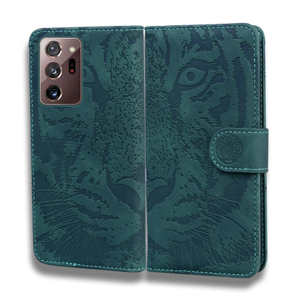 For Samsung Galaxy Note 20 Ultra Tiger Embossing Pattern Horizontal Flip Leather Case with Holder & Card Slots & Wallet(Green)-garmade.com