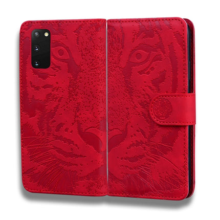 For Samsung Galaxy S20 Tiger Embossing Pattern Horizontal Flip Leather Case with Holder & Card Slots & Wallet(Red)-garmade.com