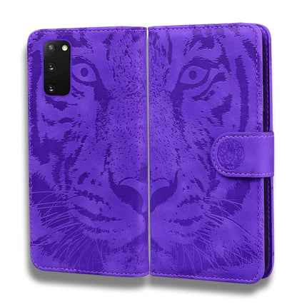 For Samsung Galaxy S20 Tiger Embossing Pattern Horizontal Flip Leather Case with Holder & Card Slots & Wallet(Purple)-garmade.com