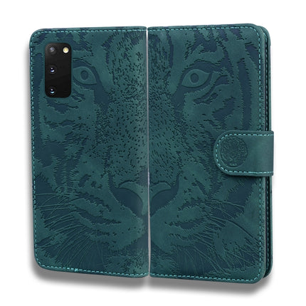 For Samsung Galaxy S20 Tiger Embossing Pattern Horizontal Flip Leather Case with Holder & Card Slots & Wallet(Green)-garmade.com