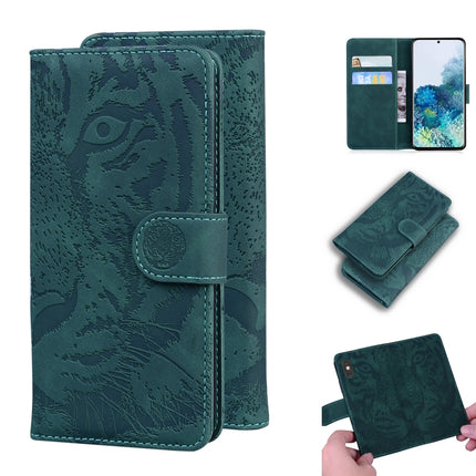 For Samsung Galaxy S20 Plus Tiger Embossing Pattern Horizontal Flip Leather Case with Holder & Card Slots & Wallet(Green)-garmade.com