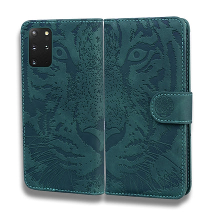 For Samsung Galaxy S20 Plus Tiger Embossing Pattern Horizontal Flip Leather Case with Holder & Card Slots & Wallet(Green)-garmade.com