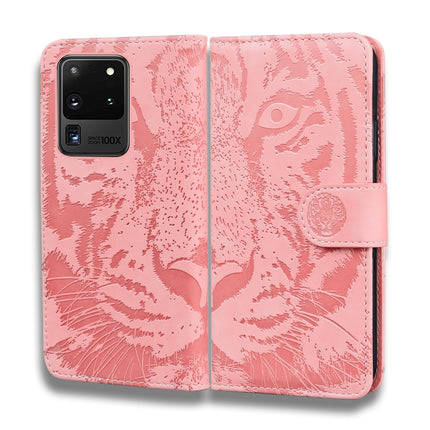 For Samsung Galaxy S20 Ultra Tiger Embossing Pattern Horizontal Flip Leather Case with Holder & Card Slots & Wallet(Pink)-garmade.com