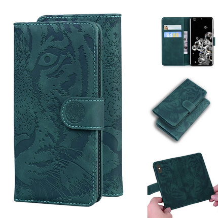 For Samsung Galaxy S20 Ultra Tiger Embossing Pattern Horizontal Flip Leather Case with Holder & Card Slots & Wallet(Green)-garmade.com