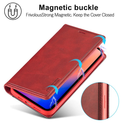 For iPhone 12 / 12 Pro LC.IMEEKE LC-001 Series PU + TPU Color Matching Frosted Horizontal Flip Leather Case with Holder & Card Slot(Red)-garmade.com