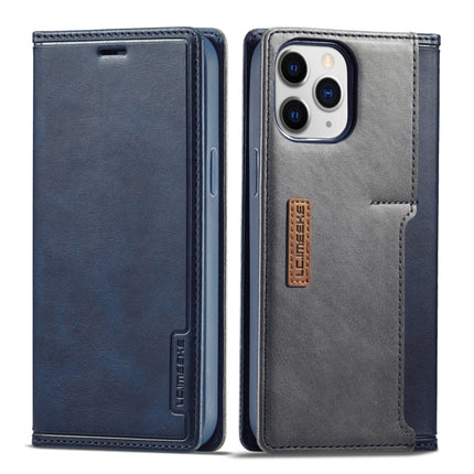 For iPhone 12 / 12 Pro LC.IMEEKE LC-001 Series PU + TPU Color Matching Frosted Horizontal Flip Leather Case with Holder & Card Slot(Blue)-garmade.com