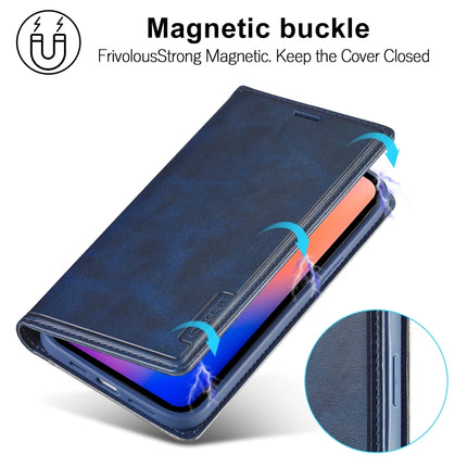For iPhone 12 / 12 Pro LC.IMEEKE LC-001 Series PU + TPU Color Matching Frosted Horizontal Flip Leather Case with Holder & Card Slot(Blue)-garmade.com