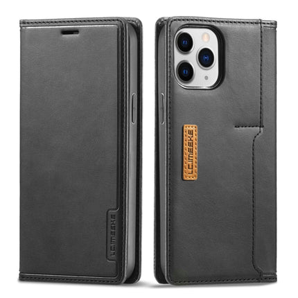 For iPhone 12 / 12 Pro LC.IMEEKE LC-001 Series PU + TPU Color Matching Frosted Horizontal Flip Leather Case with Holder & Card Slot(Black)-garmade.com