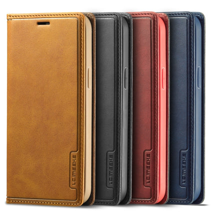 For iPhone 12 / 12 Pro LC.IMEEKE LC-001 Series PU + TPU Color Matching Frosted Horizontal Flip Leather Case with Holder & Card Slot(Brown)-garmade.com