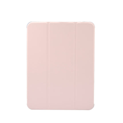 For iPad Air 2022 / 2020 10.9 3-folding Electric Pressed Skin Texture Smart Leather Tablet Case (Light Pink)-garmade.com