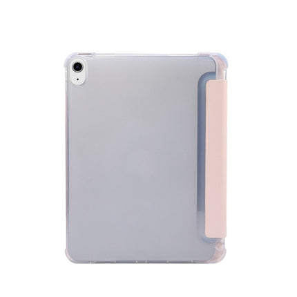 For iPad Air 2022 / 2020 10.9 3-folding Electric Pressed Skin Texture Smart Leather Tablet Case (Light Pink)-garmade.com