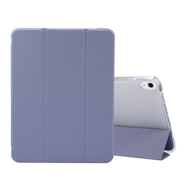 For iPad Air 2022 / 2020 10.9 3-folding Electric Pressed Skin Texture Smart Leather Tablet Case (Baby Blue)-garmade.com