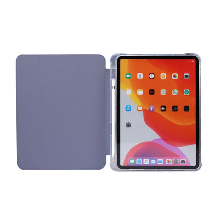For iPad Air 2022 / 2020 10.9 3-folding Electric Pressed Skin Texture Smart Leather Tablet Case (Baby Blue)-garmade.com