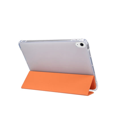 For iPad Air 2022 / 2020 10.9 3-folding Electric Pressed Skin Texture Smart Leather Tablet Case (Orange)-garmade.com
