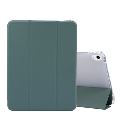 For iPad Air 2022 / 2020 10.9 3-folding Electric Pressed Skin Texture Smart Leather Tablet Case (Deep Green)-garmade.com